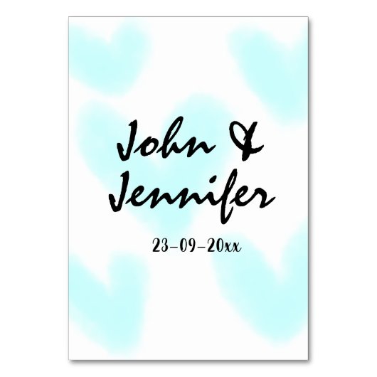 white simple minimal text style wedding blue heart kaart (Achterkant)