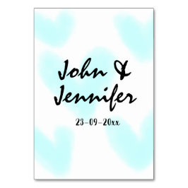 white simple minimal text style wedding blue heart kaart