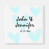 white simple minimal text style wedding blue heart magneet (Voorkant)