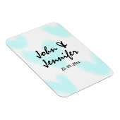 white simple minimal text style wedding blue heart magneet (Rechterzijde)