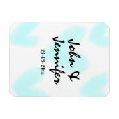 white simple minimal text style wedding blue heart magneet (Horizontaal)