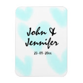 white simple minimal text style wedding blue heart magneet (Verticaal)