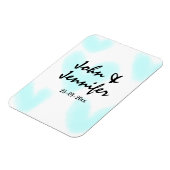white simple minimal text style wedding blue heart magneet (Linkerzijde)