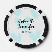 white simple minimal text style wedding blue heart poker chips (Achterkant)
