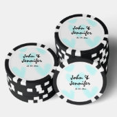 white simple minimal text style wedding blue heart poker chips (Opstapeling)