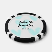 white simple minimal text style wedding blue heart poker chips (Enkel)