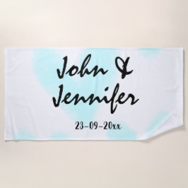 white simple minimal text style wedding blue heart strandlaken