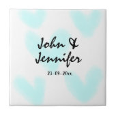 white simple minimal text style wedding blue heart tegeltje (Voorkant)