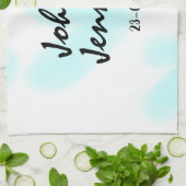 white simple minimal text style wedding blue heart theedoek (Gevouwen)