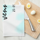 white simple minimal text style wedding blue heart theedoek (Quarter Fold)