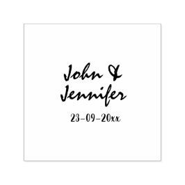 white simple minimal text style wedding blue heart  zelfinktende stempel