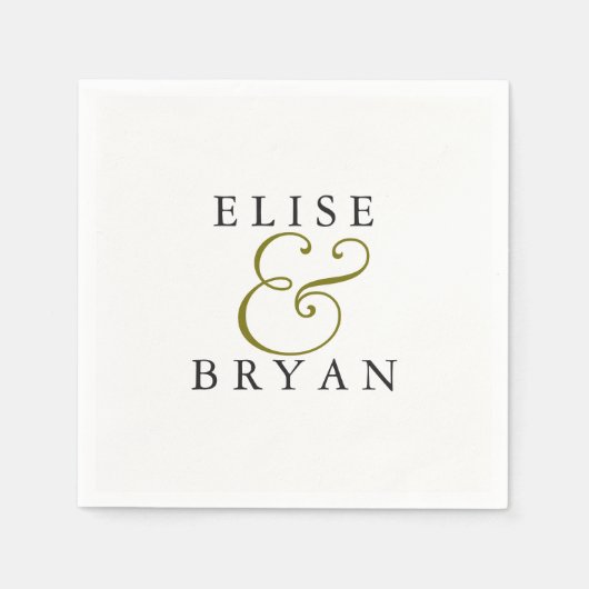 White Simple Modern Elegant Wedding Napkin Servet (Voorkant)