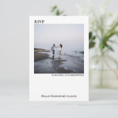White Simple Modern Minimalist Photo Wedding RSVP Kaartje (Staand voorkant)