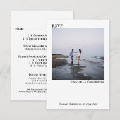 White Simple Modern Minimalist Photo Wedding RSVP Kaartje (Voorkant / Achterkant)