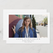 White Simple Modern Single Photo Afstuderen Aankondiging (Voorkant / Achterkant)