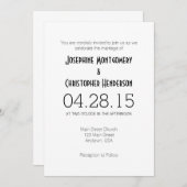 White Simple Modern Wedding Invitation Kaart (Voorkant / Achterkant)