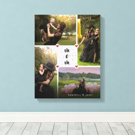 White Simple Persoonlijke Love You Collage Foto Canvas Afdruk (Insitu (Houten vloer))