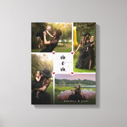 White Simple Persoonlijke Love You Collage Foto Canvas Afdruk (Voorkant)