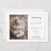 White Simple Photo Birth Announement Aankondiging (Voorkant)