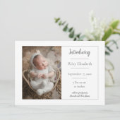 White Simple Photo Birth Announement Aankondiging (Staand voorkant)