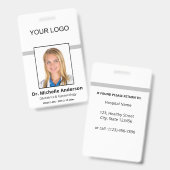 White Simple Professional Employee Custom Photo Badge (Voor- en achterkant)