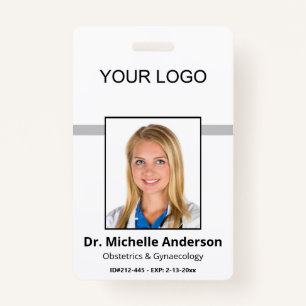 White Simple Professional Employee Custom Photo Badge