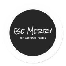 White Simple Script Be Merry Holiday Stickers