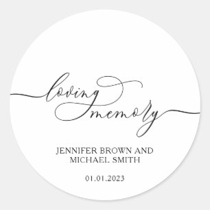 White Simple Signature Loving Memory Ronde Sticker