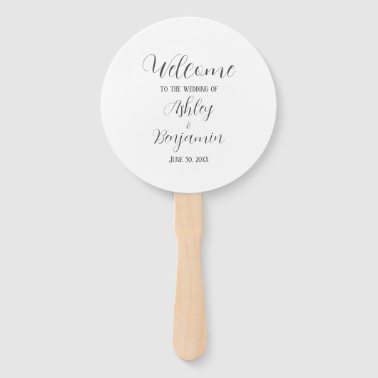 White Simple Wedding Ceremony Programma Handwaaier (Voorkant)