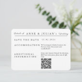 White Simple Wedding Invitation Details Card RSVP Kaartje (Staand voorkant)