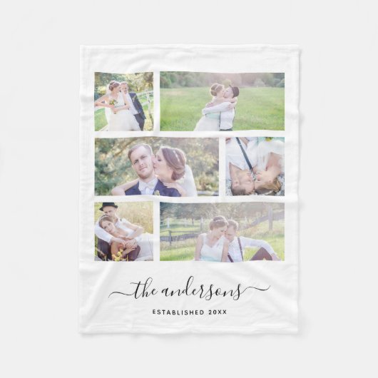 White Six Collage Family Name Calligraphy Fleece Deken (Voorkant)