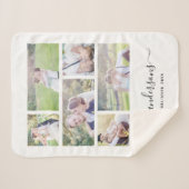 White Six Collage Family Name Calligraphy Sherpa Deken (Voorkant (horizontaal))