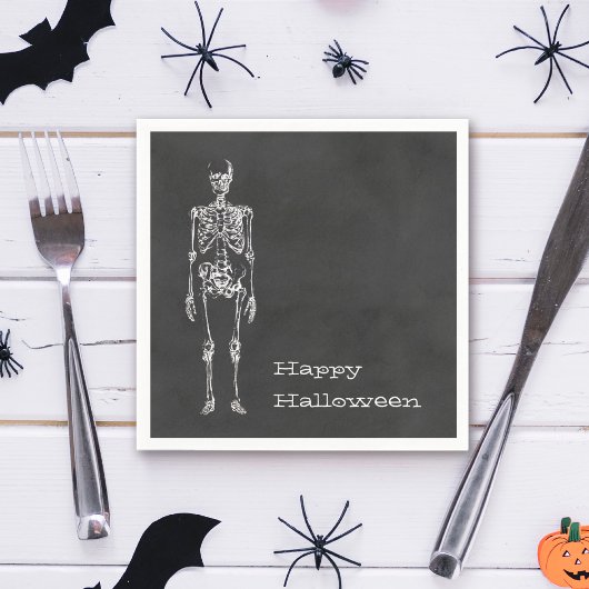 White Skeleton Black Spirit Halloween Party Servetten