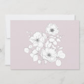 White Sketched Floral on Pink Christelijk Wedding Kaart (Achterkant)