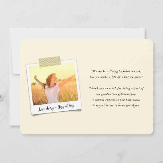 White Sketting Bedankt 3 Foto modern Afstuderen Aankondiging (Achterkant)