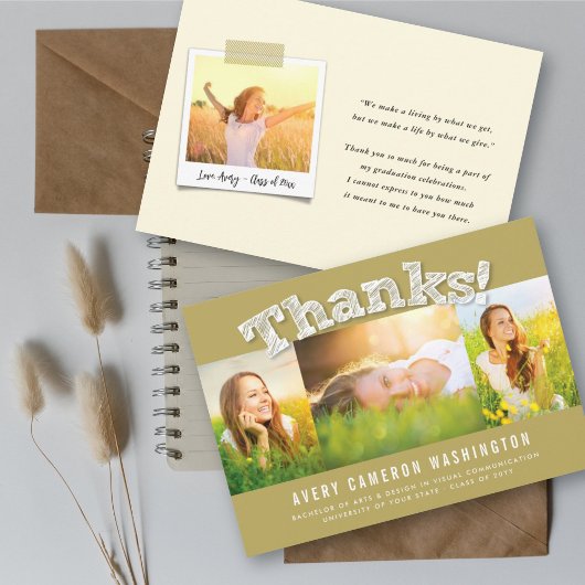 White Sketting Bedankt 3 Foto modern Afstuderen Aankondiging