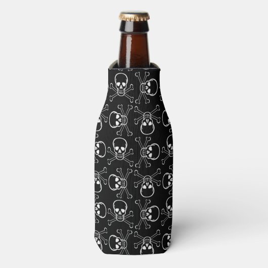 White Skull and Crossbones graphic Pattern Flesjeskoeler (Fles Voorkant)