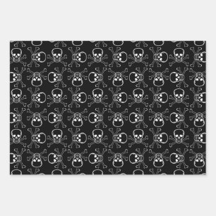 White Skull and Crossbones graphic Pattern Inpakpapier Vel