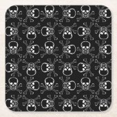 White Skull and Crossbones graphic Pattern Kartonnen Onderzetters (Voorkant)