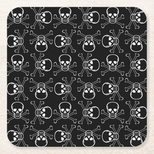 White Skull and Crossbones graphic Pattern Kartonnen Onderzetters (Voorkant)