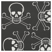 White Skull and Crossbones graphic Pattern Stof (Close Up)