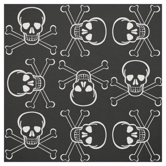 White Skull and Crossbones graphic Pattern Stof (Swatch)