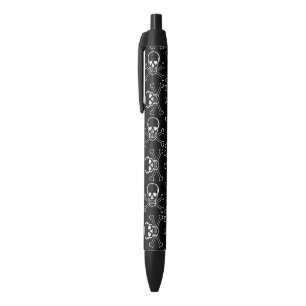 White Skull and Crossbones graphic Pattern Zwarte Inkt Pen