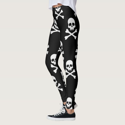 White Skull and Crossbones Pattern Leggings (Links)