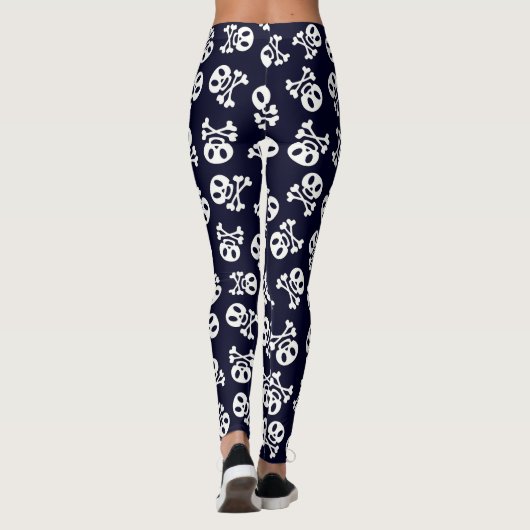 White Skull and Crossbones Pattern Leggings (Achterkant)