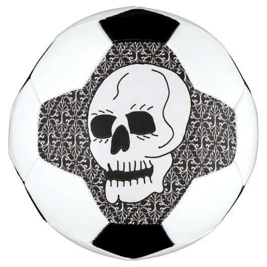 White Skull Black Eyes on  Scrolled Damask Voetbal (Voorkant)