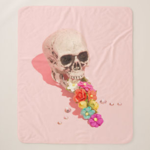 WHITE SKULL CENTERPIECE SHERPA DEKEN