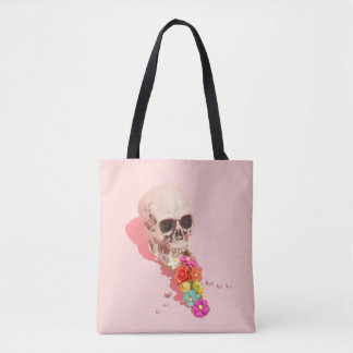 WHITE SKULL CENTERPIECE TOTE BAG