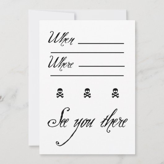 White - Skull & Crossbones Party Time Balballonmei Kaart (Achterkant)