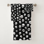 White Skull Gothic Pattern Bad Handdoek (Insitu)